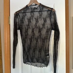 Chic Sheer Black Lace Blouse